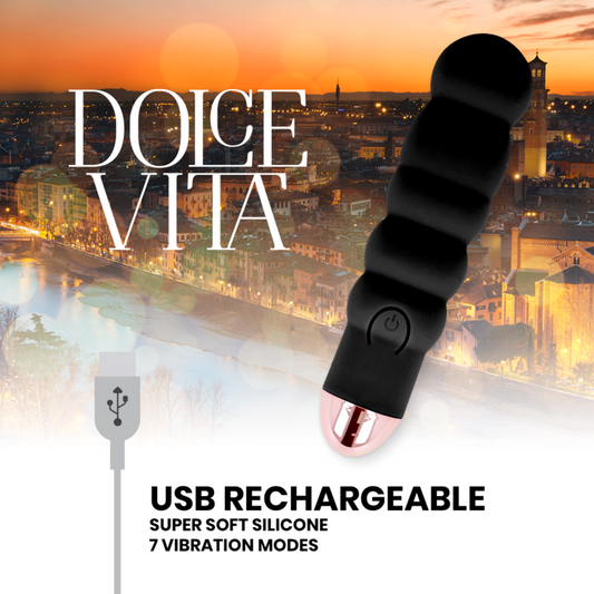 DOLCE VITA - VIBRADOR RECARREGÁVEL SIX PRETO 7 VELOCIDADES