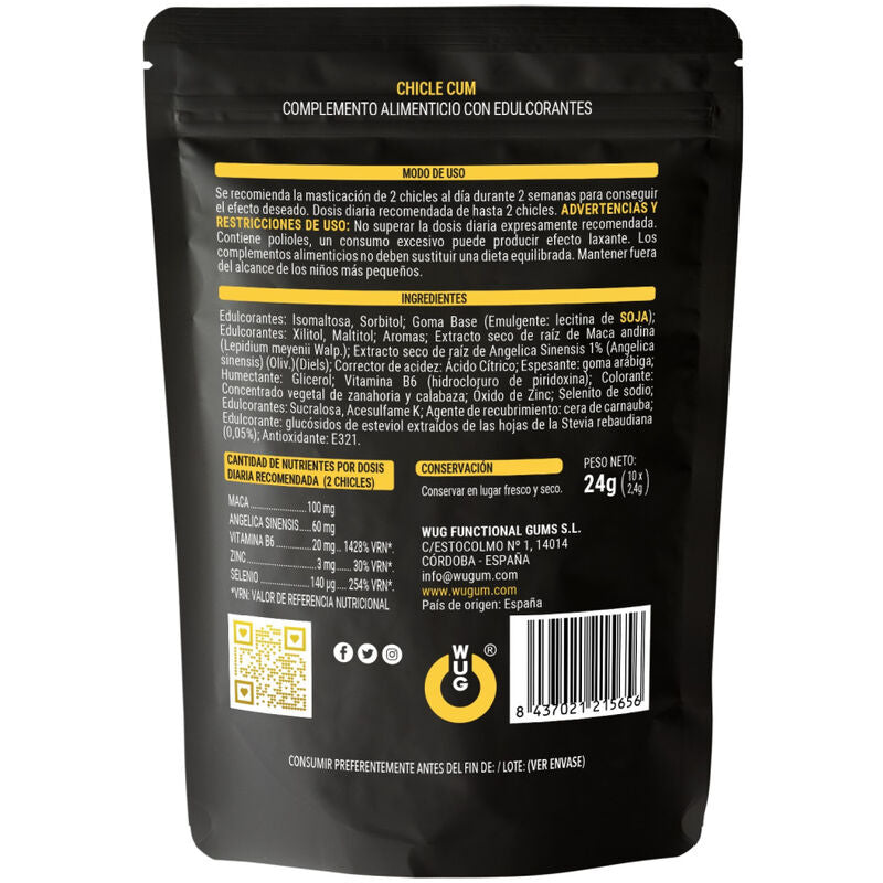 WUG SEX SENSE - CUM EJACULATION ENHANCER GUM & SPERM BANANA FLAVOR 10 UNITS