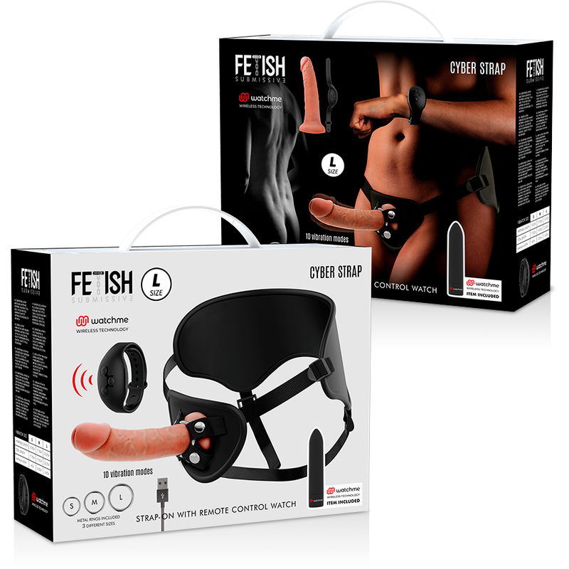 FETISH SUBMISSIVE CYBER STRAP - ARREIO COM DILDO E CONTROLE REMOTO TECNOLOGIA DE BALA WATCHME L