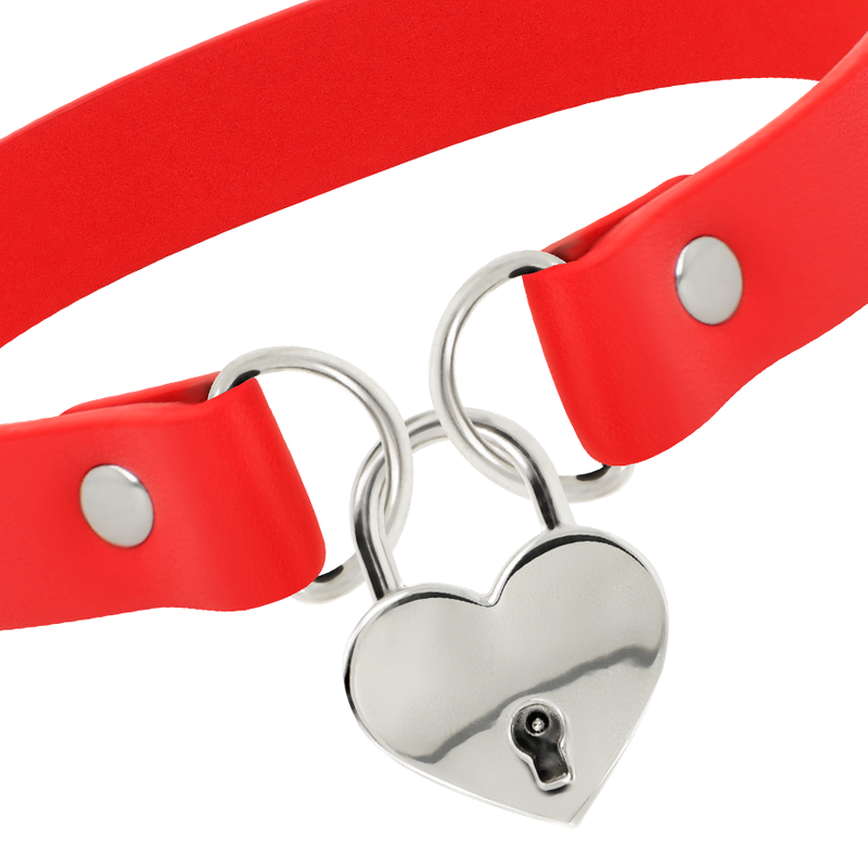 COQUETTE CHIC DESIRE - RED VEGAN LEATHER NECKLACE WITH HEART ACCESSORY WITH KEY?
