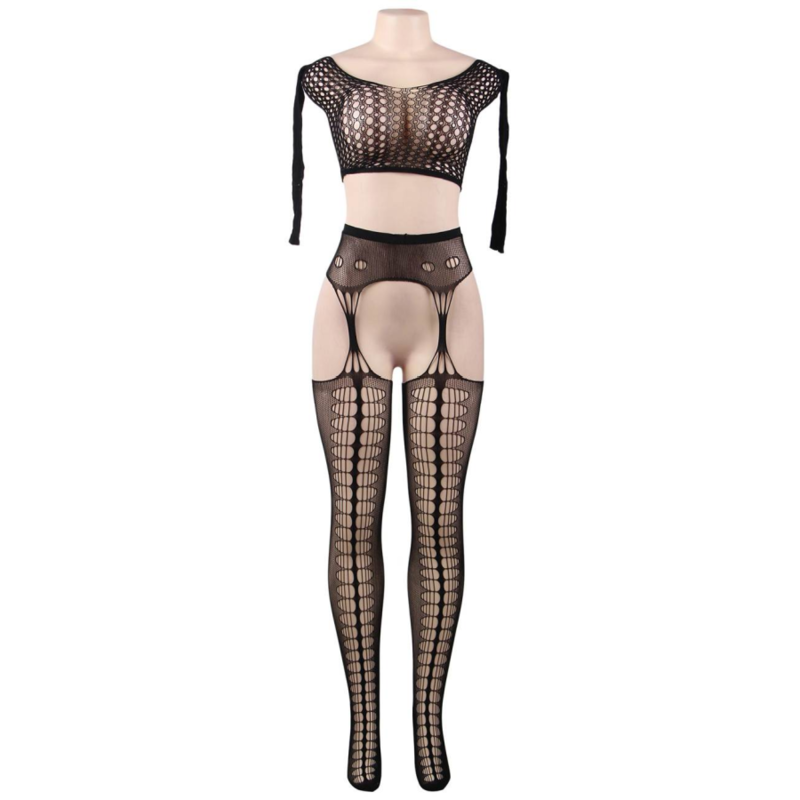 QUEEN LINGERIE - BODYSTOCKING BLUSA MANGA LONGA P/G