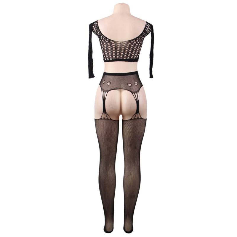 QUEEN LINGERIE - BODYSTOCKING BLUSA MANGA LONGA P/G