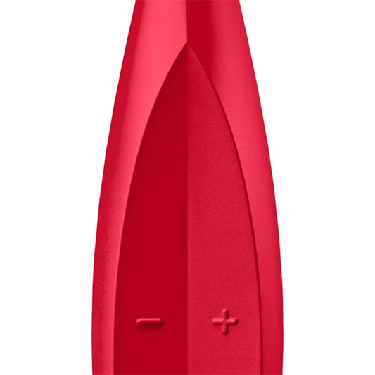 SATISFYER - VIBRADOR VERMELHO COM PONTA DIVERTIDA E GIRATÓRIA