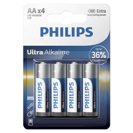 PHILIPS - PILHAS ULTRA ALCALINAS AA LR6 4 UNIDADES