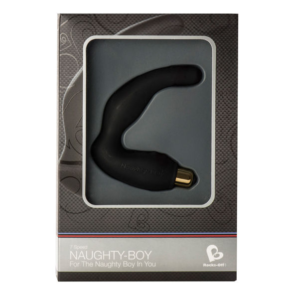 ROCKS-OFF - MASSAGEADOR MASCULINO NAUGHTY-BOY PONTO G 7 V PRETO