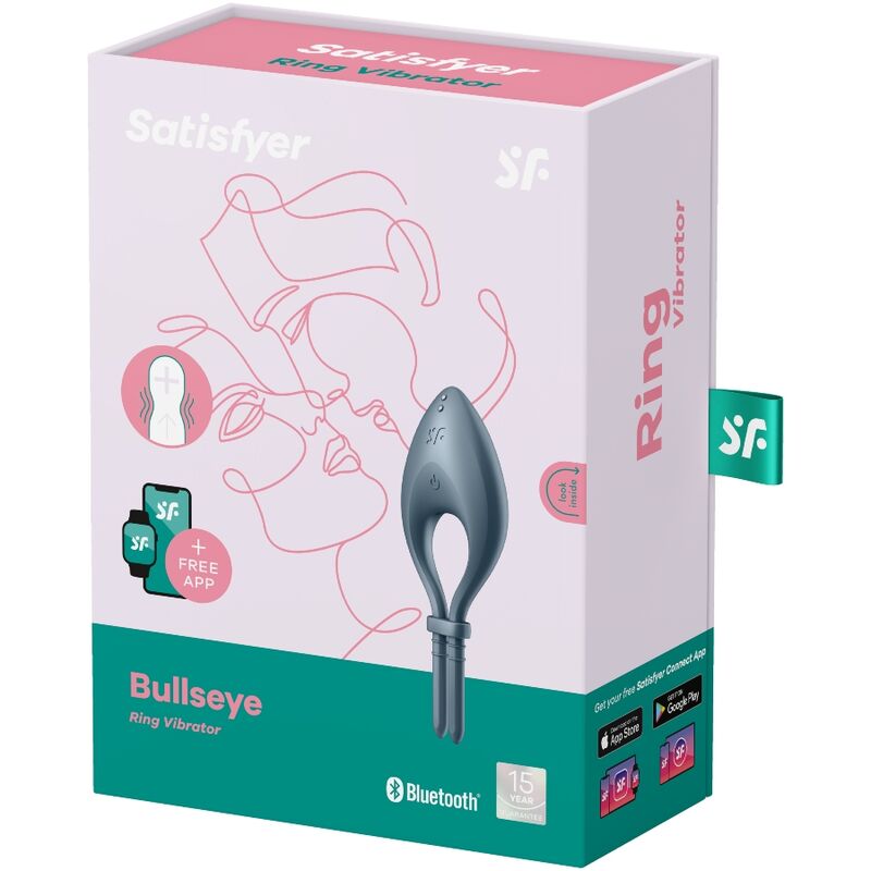SATISFYER - APLICAÇÃO DE VIBRADOR DE ANEL BULLSEYE CINZA