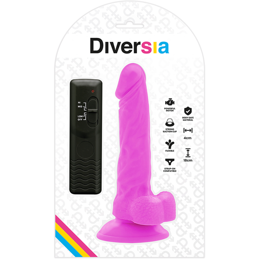DIVERSIA - DILDO VIBRATÓRIO FLEXÍVEL ROXO 18 CM -O- 4 CM