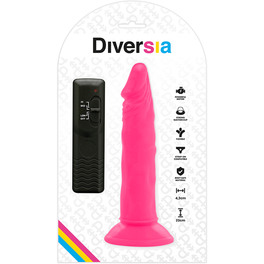 DIVERSIA - DILDO MACIO COM VIBRAÇÃO ROSA 23 CM -O- 4,3 CM