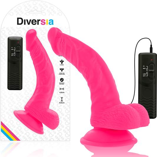 DIVERSIA - DILDO VIBRANTE FLEXÍVEL ROSA 21,5 CM -O- 4,5 CM