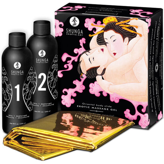 SHUNGA - GEL DE MASSAGEM CORPO A CORPO ERÓTICO ORIENTAL COM MORANGOS E CAVA
