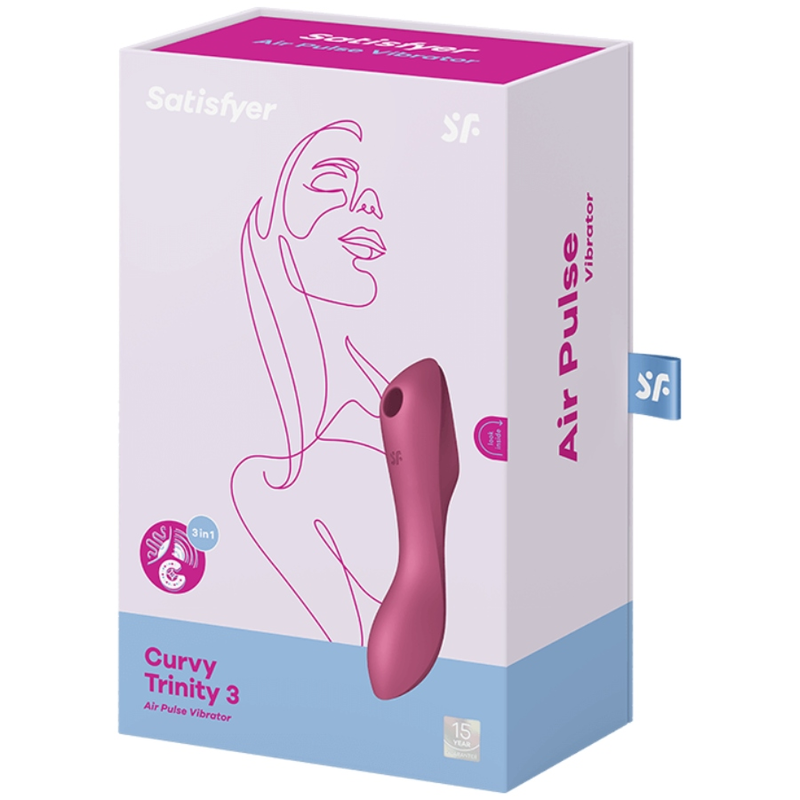 SATISFYER - ESTIMULADOR E VIBRADOR CURVY TRINITY 3 VERMELHO
