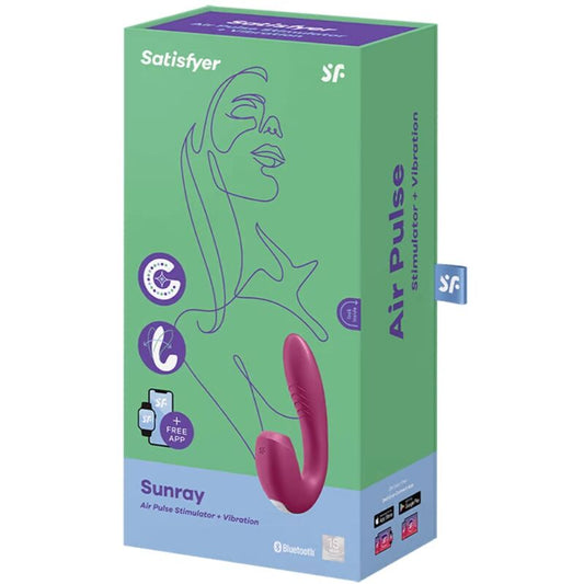 SATISFYER - ESTIMULADOR DE APLICAÇÃO SUNRAY E VIBRADOR VERMELHO