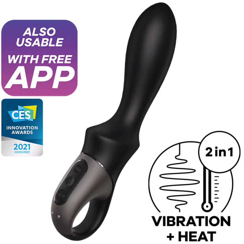 SATISFYER - APLICATIVO DE VIBRADOR ANAL HEAT CLIMAX BLACK