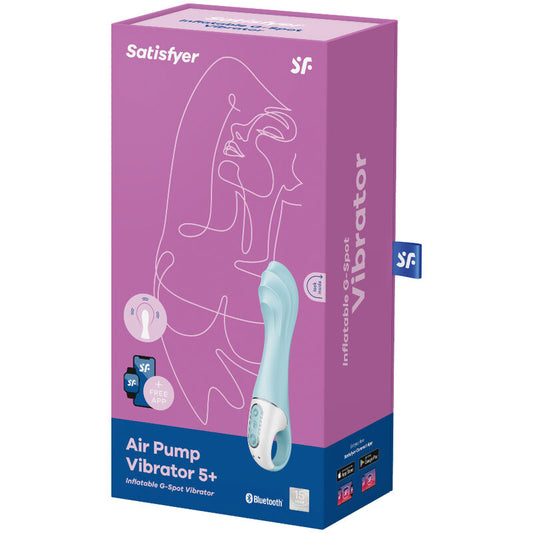 SATISFYER - VIBRADOR DE BOMBA DE AR 5+ APP INFLÁVEL VIBRADOR DE PONTO G AZUL