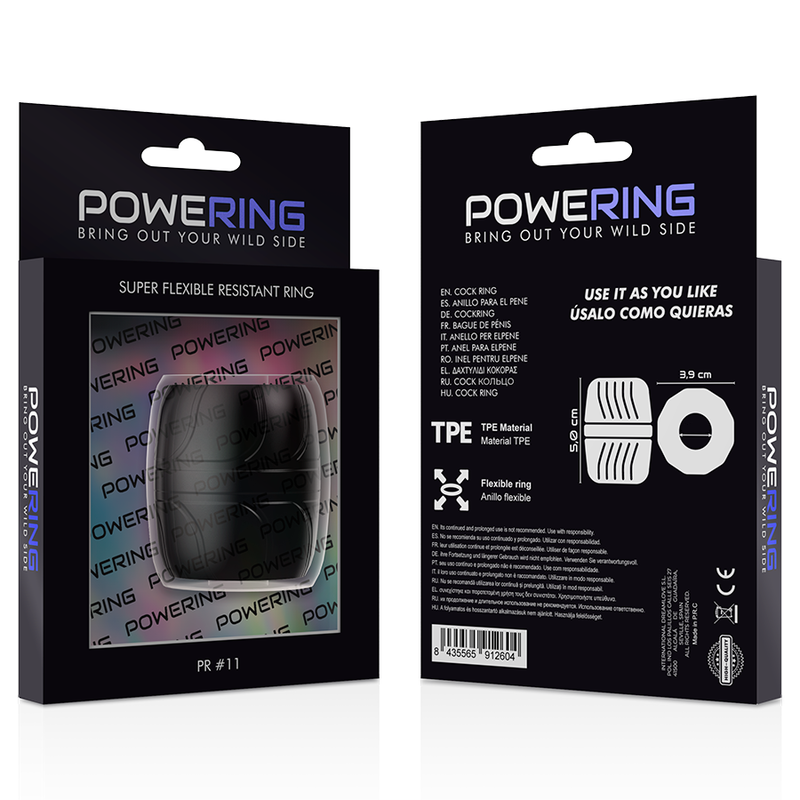 POWERING - ANEL PARA PÉNIS SUPER FLEXÍVEL E RESISTENTE 5 CM PR11 PRETO
