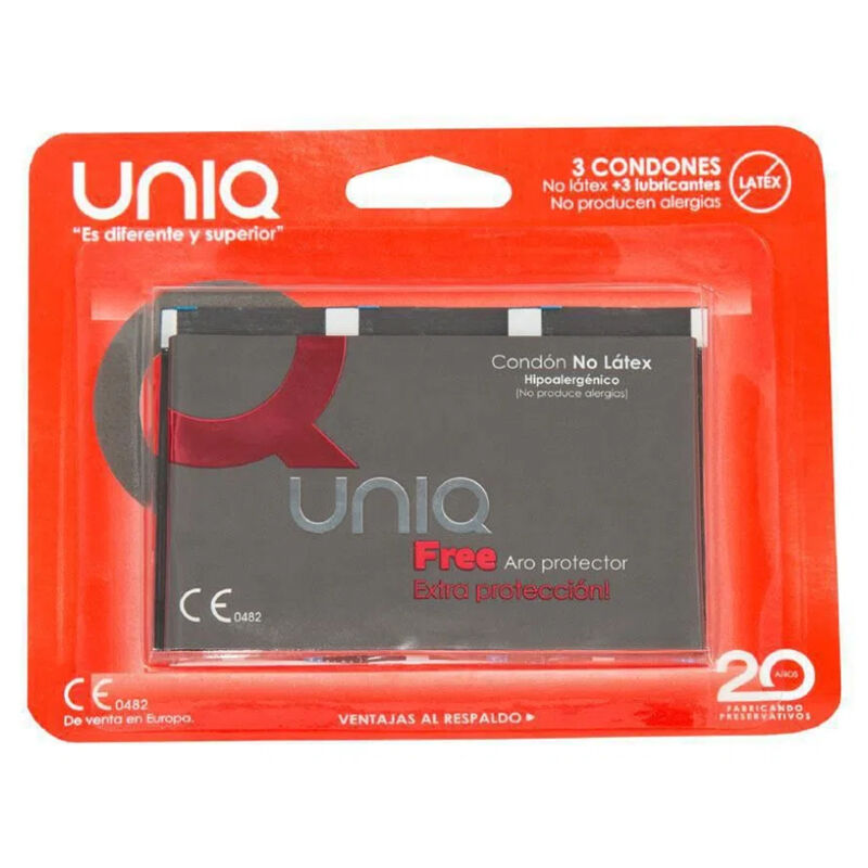 UNIQ - PRESERVATIVOS SEM LÁTEX COM ANEL DE PROTEÇÃO 3 UNIDADES
