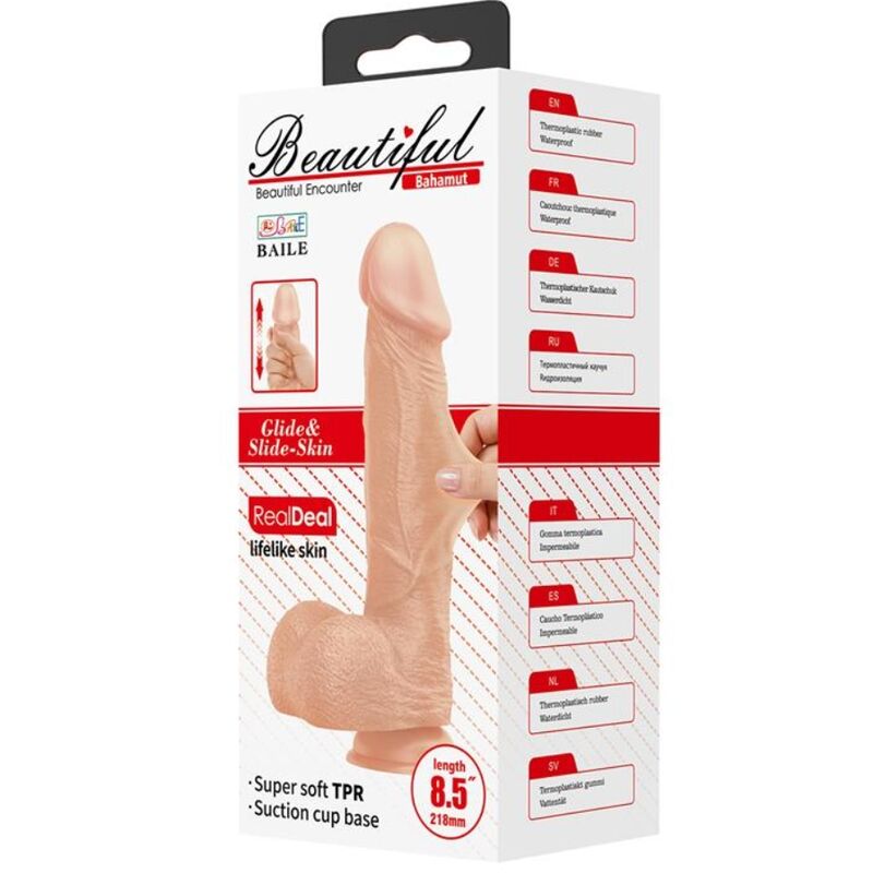 BAILE - BELLE ENCONTRE BAHAMUT FLEXIBLE REALISTIC DILDO 21.8 CM NATURAL