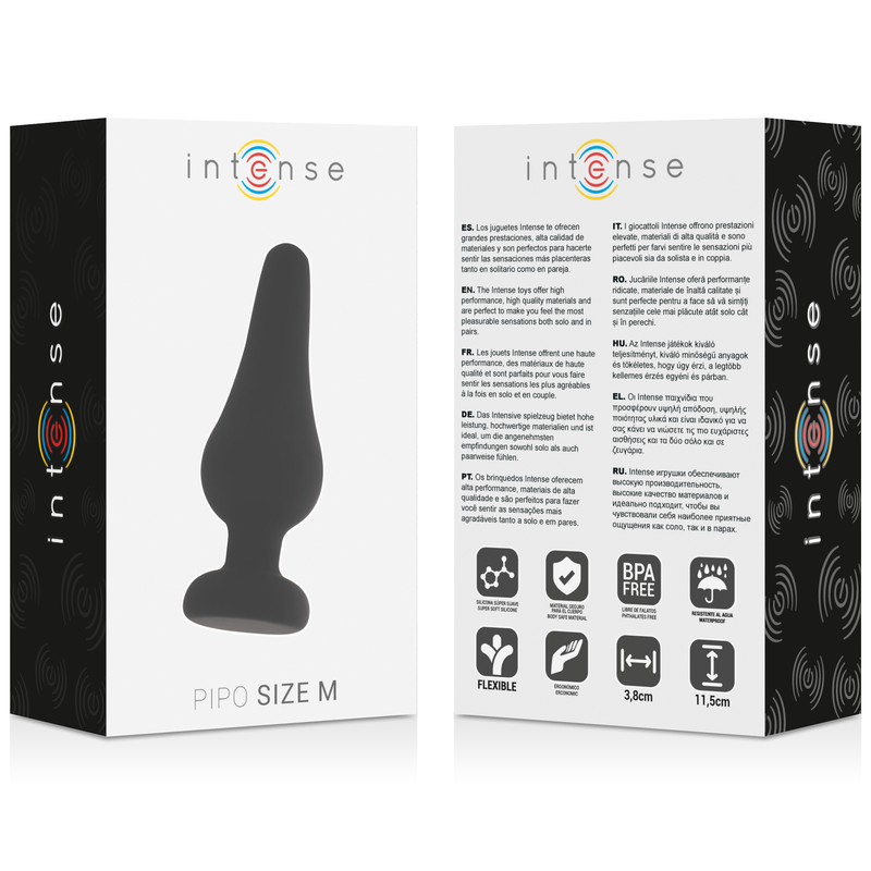 INTENSO - PIPO M PLUG ANAL DE SILICONE PRETO 11 CM