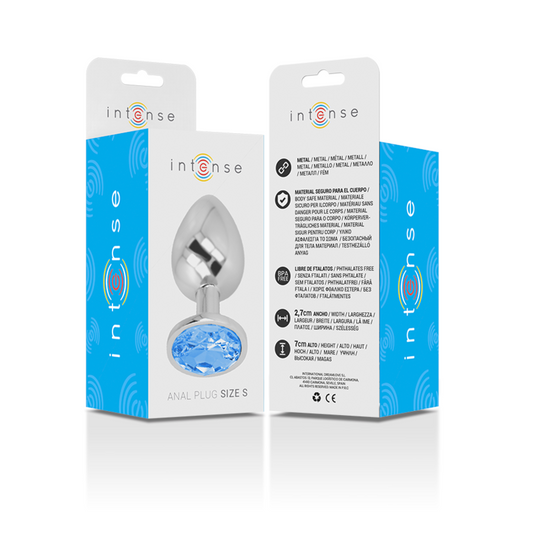 INTENSO - PLUG ANAL DE ALUMÍNIO COM CRISTAL AZUL TAMANHO P