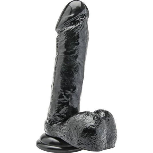 SEJA REAL - DILDO PRETO DE 18 CM COM BOLAS