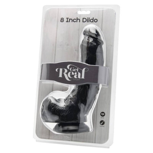 SEJA REAL - DILDO DE 20,5 CM COM BOLAS PRETAS