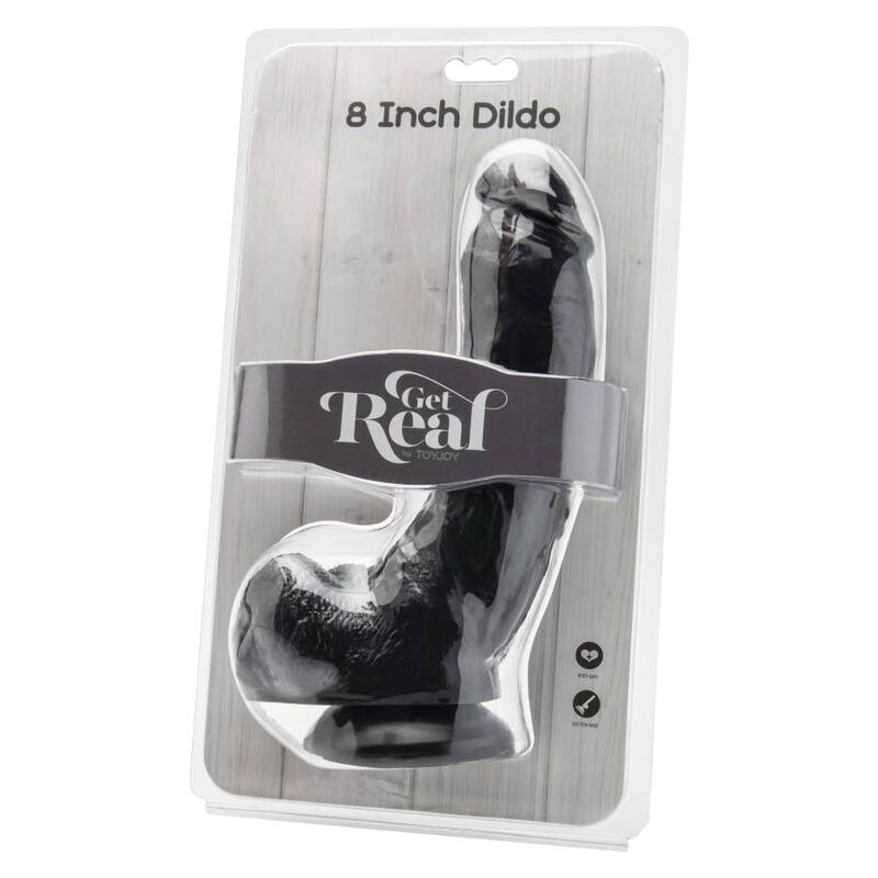 SEJA REAL - DILDO DE 20,5 CM COM BOLAS PRETAS