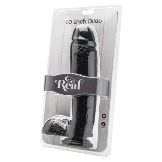 SEJA REAL - DILDO DE 25,5 CM COM BOLAS PRETAS