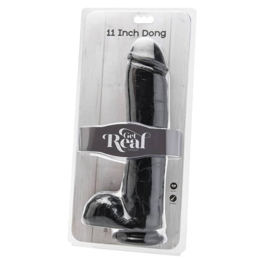 SEJA REAL - DILDO PRETO DE 28 CM COM BOLAS