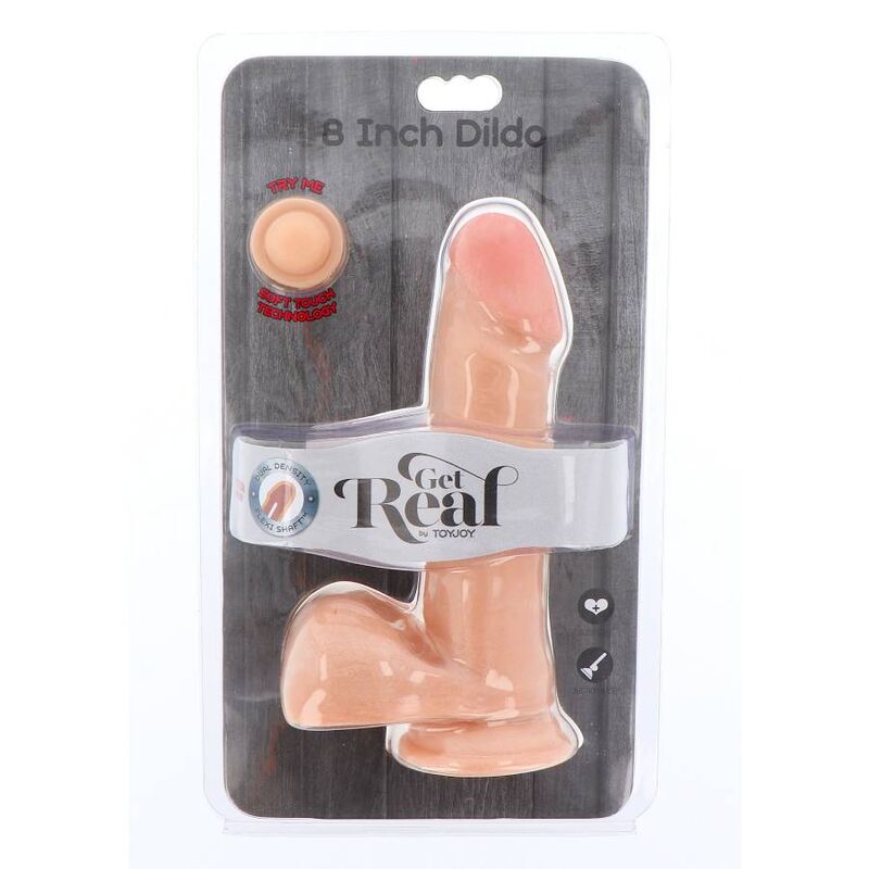 GET REAL - 18 CM DOUBLE DENSITY DILDO WITH SKIN BALLS