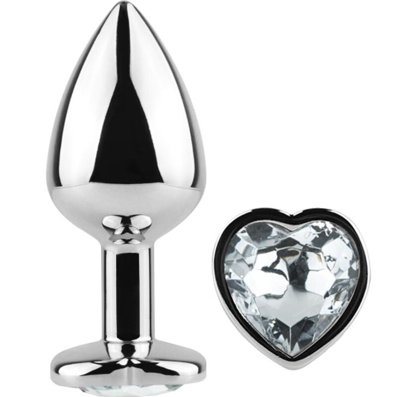 SECRETPLAY - METAL ANAL PLUG HEART CLEAR CRYSTAL SMALL SIZE 7 CM