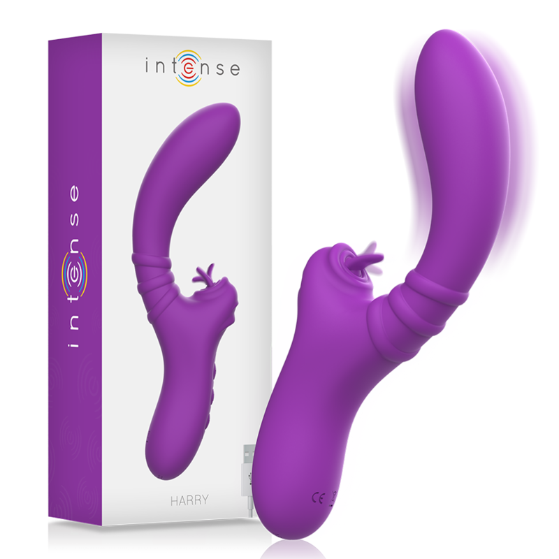 INTENSO - VIBRADOR FLEXÍVEL HARRY COM LÍNGUA ROXA