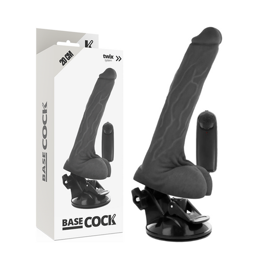 BASECOCK - VIBRADOR NATURAL REALÍSTICO COM CONTROLE REMOTO COM TESTÍCULOS 20 CM -O- 4 CM