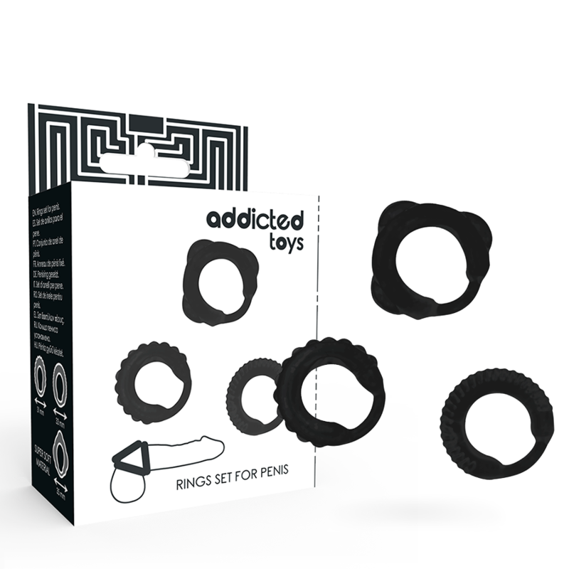ADDICTED TOYS - CONJUNTO DE ANÉIS C PRETOS