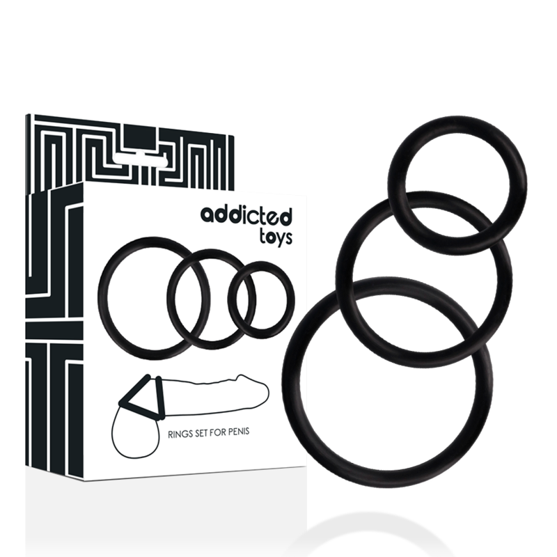 ADDICTED TOYS - CONJUNTO DE ANÉIS PARA PÉNIS PRETO