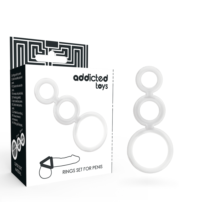 ADDICTED TOYS - CONJUNTO DE ANÉIS PARA PÉNIS TRANSPARENTES