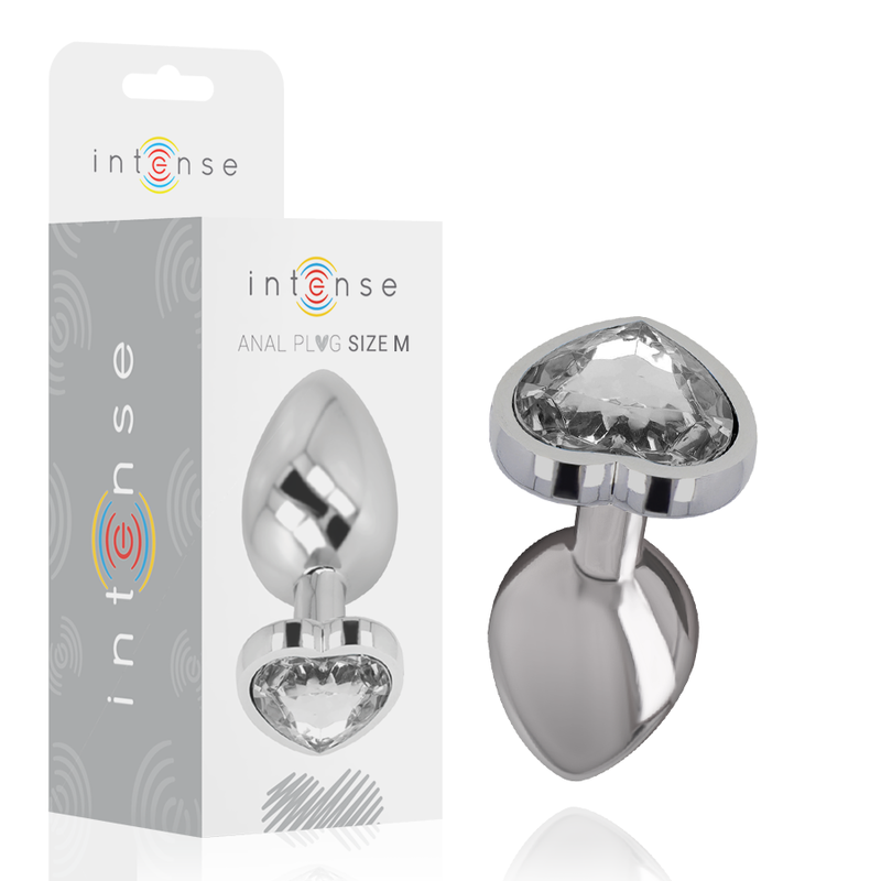 INTENSE - ALUMINUM METAL ANAL PLUG WITH WHITE HEART SIZE M