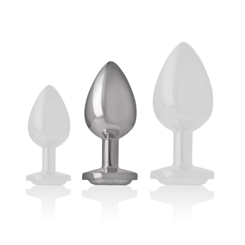 INTENSE - ALUMINUM METAL ANAL PLUG WITH WHITE HEART SIZE M