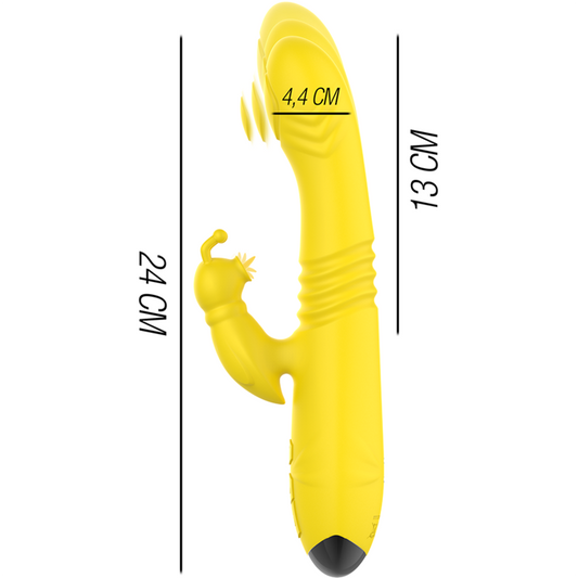 INTENSO - VIBRADOR MULTIFUNCIONAL TOKY UP & DOWN COM ESTIMULADOR CLITÓRICO AMARELO