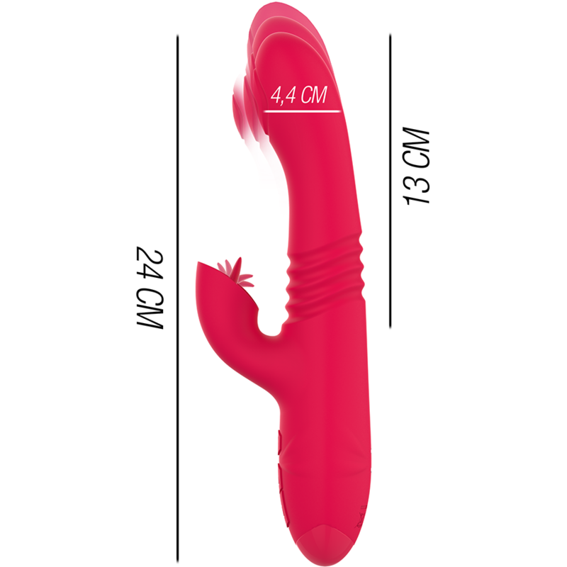 INTENSO - VIBRADOR MULTIFUNCIONAL RECARREGÁVEL DUA PARA CIMA E PARA BAIXO COM LÍNGUA VERMELHA