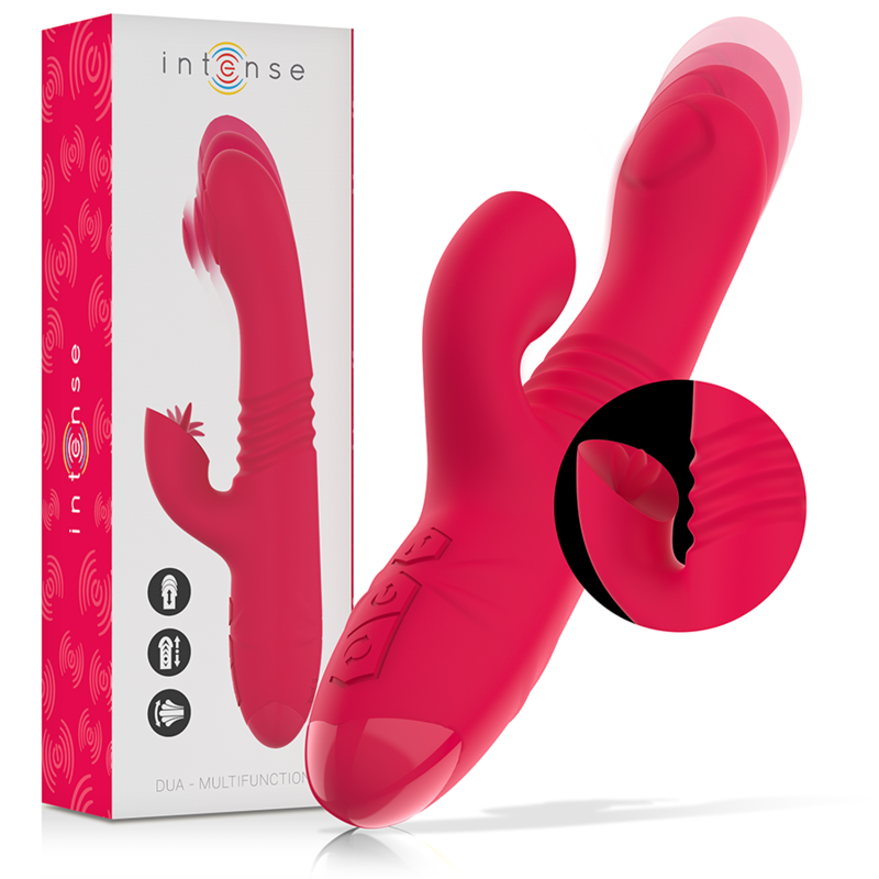 INTENSO - VIBRADOR MULTIFUNCIONAL RECARREGÁVEL DUA PARA CIMA E PARA BAIXO COM LÍNGUA VERMELHA