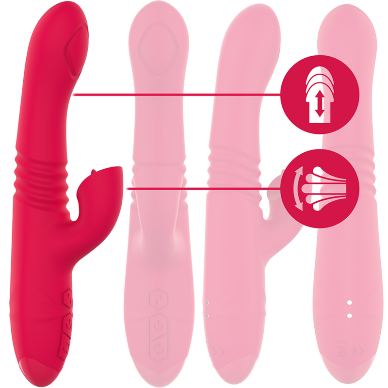 INTENSO - VIBRADOR MULTIFUNCIONAL RECARREGÁVEL DUA PARA CIMA E PARA BAIXO COM LÍNGUA VERMELHA