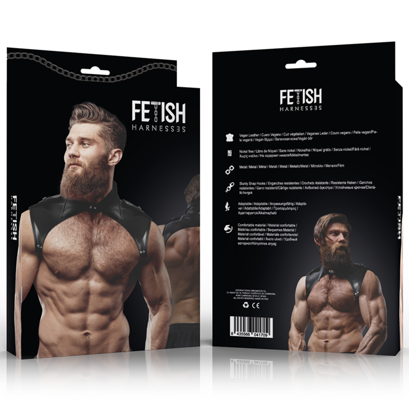 ATITUDE FETICHE SUBMISSIVA - ARREIO DE PESCOÇO AJUSTÁVEL DE COURO ECOLÓGICO MASCULINO BRIGADE