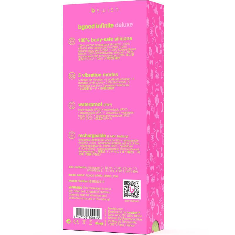 B SWISH - VIBRADOR RECARREGÁVEL B SWISH - BGOOD INFINITE DELUXE SILICONE ROSA