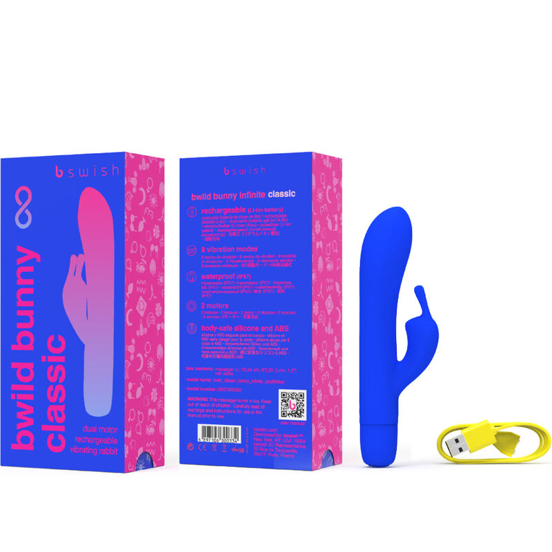 B SWISH - VIBRADOR RECARREGÁVEL CLÁSSICO BWILD BUNNY INFINITE SILICONE AZUL