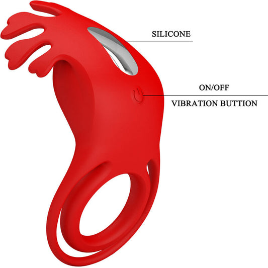 PRETTY LOVE - ANEL VIBRADOR RUBEN 7 VIBRAÇÕES SILICONE VERMELHO