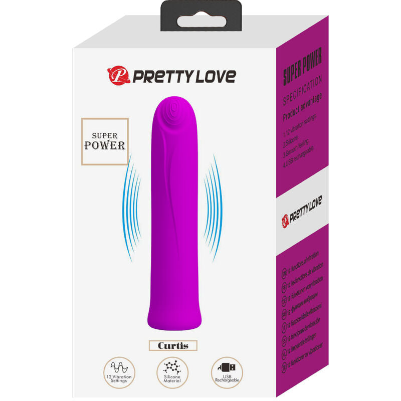 PRETTY LOVE - VIBRADOR CURTIS MINI SUPER POWER 12 VIBRAÇÕES EM SILICONE ROXO