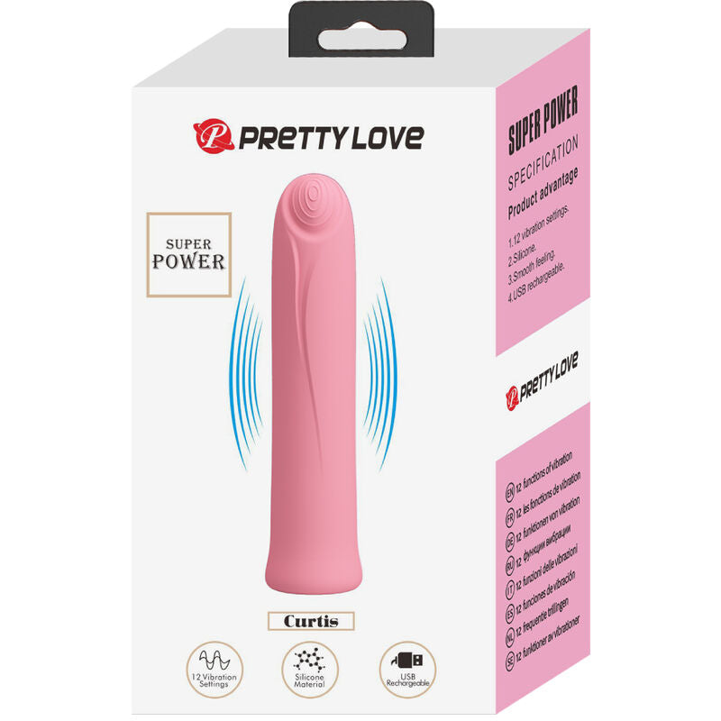 PRETTY LOVE - VIBRADOR CURTIS MINI SUPER POWER 12 VIBRAÇÕES EM SILICONE ROSA