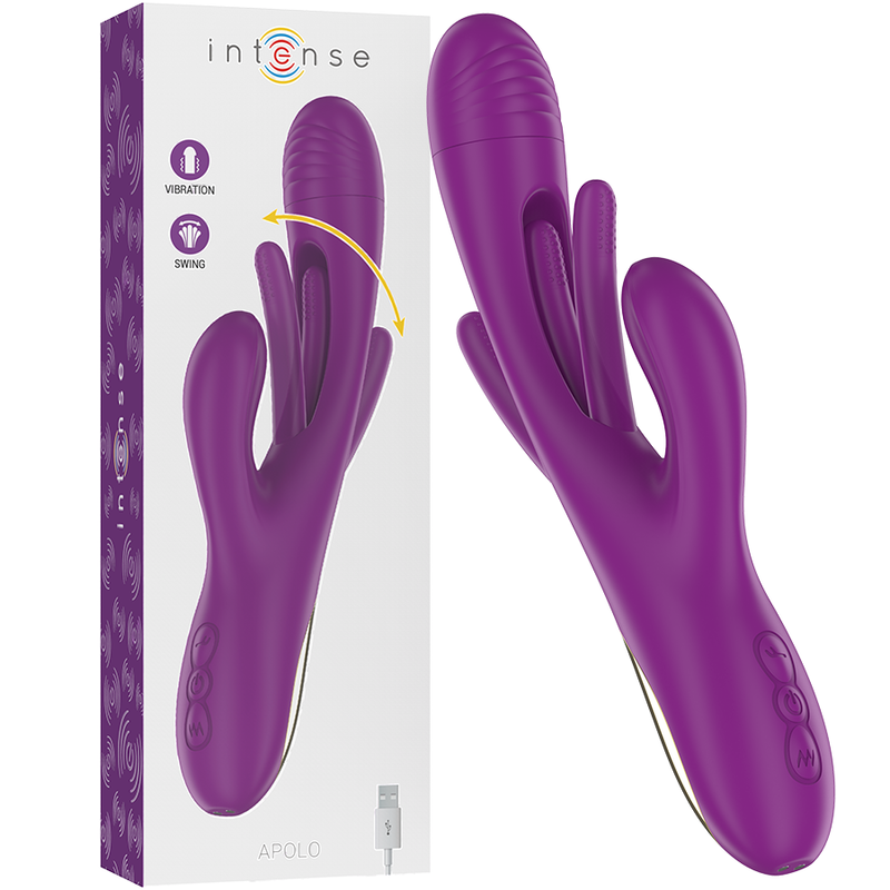 INTENSO - VIBRADOR APOLO MULTIFUNCIONAL RECARREGÁVEL 7 VIBRAÇÕES COM LÍNGUA OSCILANTE ROXA
