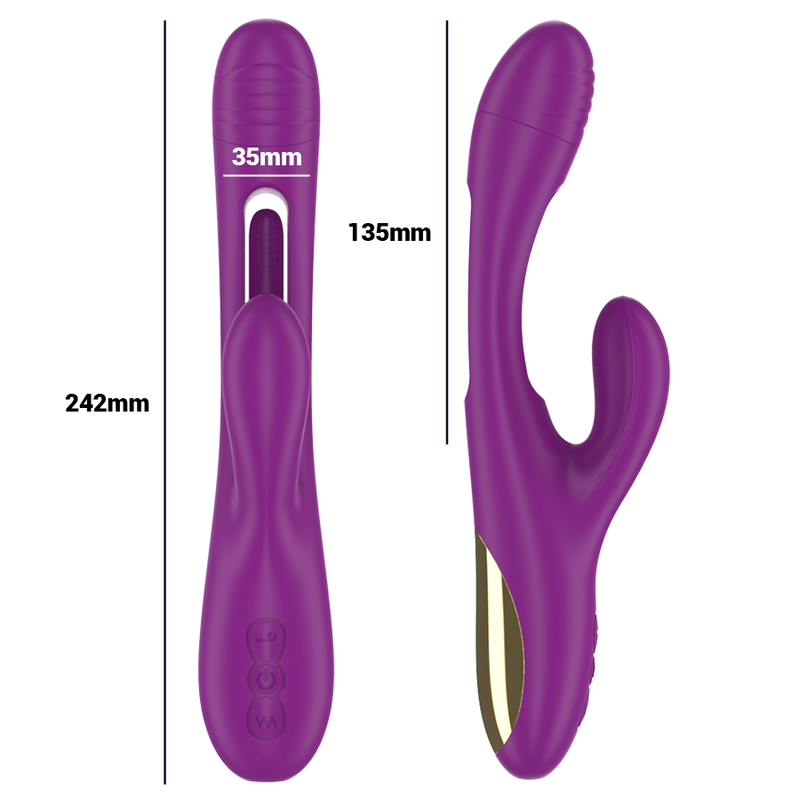 INTENSO - VIBRADOR APOLO MULTIFUNCIONAL RECARREGÁVEL 7 VIBRAÇÕES COM LÍNGUA OSCILANTE ROXA