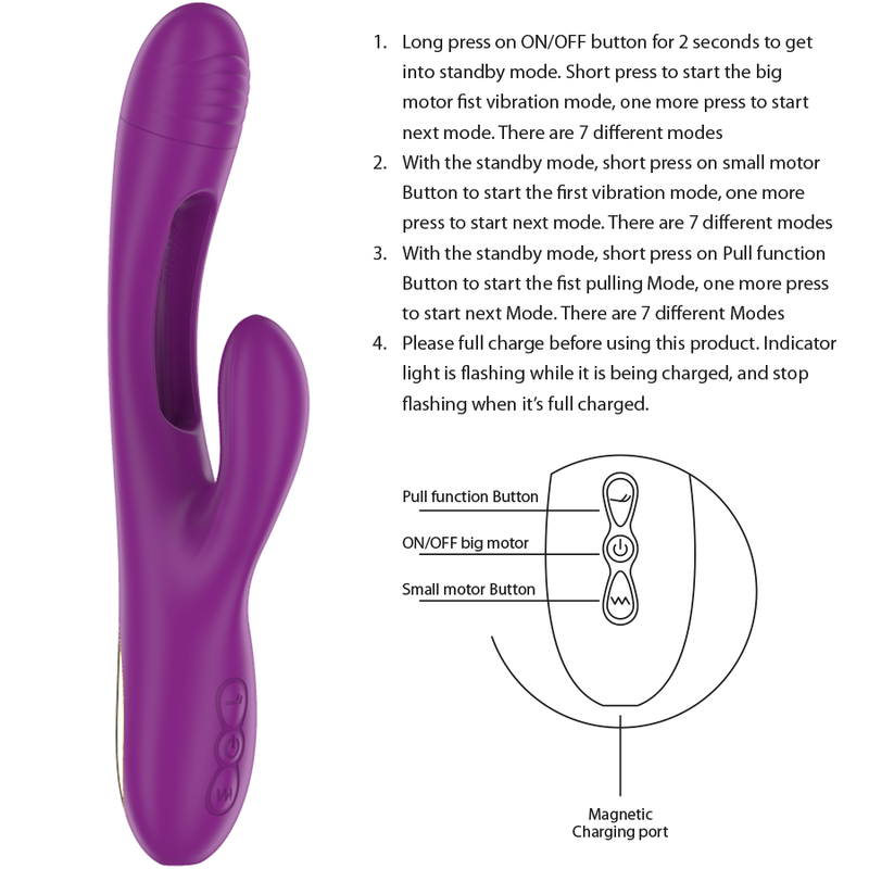 INTENSO - VIBRADOR APOLO MULTIFUNCIONAL RECARREGÁVEL 7 VIBRAÇÕES COM LÍNGUA OSCILANTE ROXA